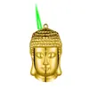 Estilo Nuevo Forma de Cabeza de Buda A prueba de Viento Llama Verde Encendedor Cuerpo de Aleación Encendedor Recargable de Moda Regalo para Hombres Venta al por Mayor