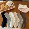 Calcetines de punto de alta gama a rayas para otoño e invierno, versátiles, estilo coreano, holgados, estilo Miu, calcetines lisos simples para mujer, de media pantorrilla, calcetines Zhuji