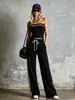2026 Nuevo Conjunto Deportivo Casual de Dos Piezas para Mujer Estilo Tenis Europeo y Americano con Top de Tubo Rayado y Pantalones de Pierna Ancha Holgados Transfronterizo TK