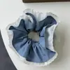 Crema de Sal Marina Azul Anillo para el Cabello de Capullo de Flor Doble Capa Estilo Francés Simple Suave Elegante de Alta Calidad Titular Nuevo Estilo 2025
