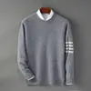 Suéter de Lã 100% Puro Outono Inverno Moda Masculina Versátil Cor Sólida Grosso Quente Malha Camada Base Suéter de Caxemira Masculino