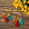 Pendientes Étnicos Vintage Transfronterizos, Pendientes de Alta Gama Incrustados de Diamantes, Pendientes de Borla Bohemianos para Viaje, Joyería Exquisita