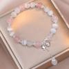 Pulsera Pulsera de Cristal Natural Pulsera Pulsera Elegante para Mujer Estilo Japonés-Coreano Estrella Campana Piedra Ojo de Gato Cristal Rosa Cristal Natural