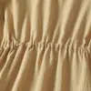 Foto real de la nueva colección de otoño 2026: un vestido de manga larga para mujer, de estilo francés, elegante, de longitud media, con cuello redondo, cintura de corbata, de algodón puro