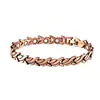 Pulsera magnética de tres filas de cobre rojo antiguo para Amazon transfronterizo, acabado cepillado electrochapado, cierre plegable, joyería de aleación de zinc, accesorios para hombre