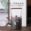 Estante de exhibición antiguo chino modelo de casa de sala de té gabinete de té adornos tetera de té tarro sellado de cerámica tetera de barro cocido juego de té