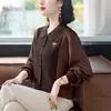 Conjunto de Primavera para Mamá: Top de punto rojo con elegantes mangas de gasa, ropa holgada para mujeres de mediana edad