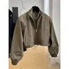 Jaqueta Feminina Outono/Inverno 2025 Elegante Gola Alta Curta Casual Petite Estilo Workwear Preto Atacado