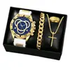 Conjunto Popular de Relógio e Acessórios Masculinos Transfronteiriço com 4 Peças: Relógio Masculino de Quartzo com Mostrador Grande de Três Olhos + Acessório de Cruz