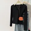Camiseta Básica de Tirantes en V Estilo Americano Real para Mujer, Nueva Camiseta de Manga Larga Primavera y Otoño 2025, Top Ajustado Dulce Picante para Chica