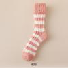 Calcetines de terciopelo coral para mujer, con rayas de barril medio, forro polar, gruesos, para dormir, cálidos, con botas de nieve