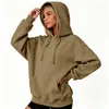 Logotipo personalizado, estilo europeo y americano, comercio electrónico transfronterizo, sudadera con capucha de corte holgado para otoño/invierno para mujer, estilo retro americano, forrada de polar, diseño simple