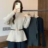 Suéter de Punto Canalé de Longitud Media Holgado Adelgazante de Hombro Único con Diseño Elegante Nuevo Estilo Otoño/Invierno para Mujer Tallas Grandes