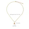 Colar com Pingente de Estrela de Quatro Pontas com Zircônia Aço Inoxidável Choker Moda Luxo Leve Estilo Doce Cool Corrente para Clavícula Estrela