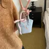 Bolsa de Mão Elegante e Simples, Bolsa Saco Estilo Coreano para Mulheres, Bolsa Transversal Fofa com Laço, Bolsa de Ombro para Mulheres