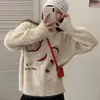 Nuevo Suéter de Punto Suave Pegajoso Holgado Casual Reductor de Edad Otoño e Invierno Estilo Coreano Lindo Manzana Manga Larga para Mujer