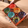Cuenco Cerámico Bohemio Regalo Navideño Vajilla Set de Regalo Caja Tazón de Arroz Coloreado Bajo Esmalte Cuenco para Comedor en Casa