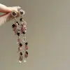 Jardim após a Chuva~Brincos Delicados Estilo Coreano com Borlas Longas Rosas, Estilo Fada para Mulheres