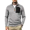 2026 Amazon Winter Fleece-Lined Half-Zip Stand Collar Contrast Color Patch Pocket Drawstring Hem Casual Warm Sweatshirt