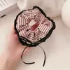 Renda Renda Xadrez Elástico de Cabelo Intestino Grosso Estilo Coreano Listra de Amor Corda de Cabelo Versátil Laço Preto Tendão de Couro Acessórios de Cabelo para Mulheres