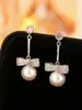 Pendientes Elegantes de Alto Nivel Estilo Corte Francés con Incrustaciones de Cobre y Circonita Perla, Pendientes Vintage Nobles y Elegantes Estilo Hepburn