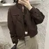 Chaqueta Casual de Estilo Coreano Nueva para Principios de Otoño 2026, Cuello Alto, Corte Holgado, Adelgazante, Versátil, Manga Corta, Estilo Corto para Personas Petitas