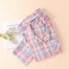 Pijama para Mujer Algodón Puro Primavera y Verano Delgado Estampado a Cuadros Ropa para el Hogar Traje de Pantalón de Manga Corta Suelto Talla Grande Ropa para el Hogar