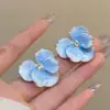 Brincos Íris Azul Floresta Novos Populares Estilo Pintura a Óleo Brincos para Mulheres Luxo Leve Elegante de Alta Qualidade Brincos de Flor
