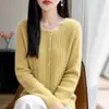 Cardigan de Tricô Macio e Aderente com Gola Redonda Elegante Crochê Feminino Outono/Inverno Novo Solto Quente Casaco Suéter Top Tendência