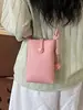 Bolsa de Celular Simples com Padrão de Lichia, Série de Cores Macaron Casual Estilo Coreano para Mulheres, Versátil e Estilosa para o Dia a Dia, Bolsa de Ombro tipo Saco