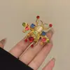 Anillo Abierto de Metal de Latón Vintage Sellado con Mariposa Incrustada de Diamante con un Estilo de Alta Gama