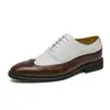 Zapatos Oxford de Cuero con Bloques de Color de Moda de Primavera Transfronterizos, Zapatos Formales de Cuero Brogue, Zapatos con Cordones de Oficina para Hombre de Talla Grande