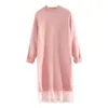 Suéter de punto básico de otoño e invierno 2022, vestido coreano holgado con cuello en V y largo medio para mujer