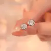Pendientes Transfronterizos de Plata S925 con Moissanita de 10 Puntas para Mujer, Amigables para Orejas Perforadas, Pendientes de Pareja, Pendientes Redondos para Cartílago del Oído de Hombre, Estilo Coreano, Diseño Simple