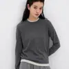 Nuevo Suéter de Punto Mezcla de Cachemira para Mujer Otoño e Invierno 2025, Bloques de Color, Cuello Redondo, Suéter Holgado de Manga Larga, Prenda Base
