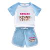 Conjunto de Verano para Niñas ROBLOX 2023 Nuevo Conjunto Casual Delgado de Dos Piezas de Algodón con Dibujos Animados de Manga Corta