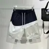Pantalones de Combinación de Colores para Hombre Shorts Rectos Casuales de Verano Pantalones de Cinco Puntos de Moda Nueva Populares en Internet Pantalones de Playa de Seda Helada de Secado Rápido