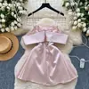 Vestido de Fiesta de Cumpleaños Mariposa Tridimensional Sin Tirantes Correa para el Hombro Ballena de Pez Cintura Ceñida Vestido de Línea A Vestido de Satén Falda