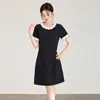 2604708-Vestido elegante estilo francês com muitas pérolas, vestido color-blocking, roupas femininas Nanyou, novo modelo de verão
