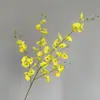Orquídea Dançante Laranja Flor Artificial de Haste Única Modelo Oncidium Decoração de Quarto Arranjo de Flores de Casamento Arte Floral Flor Artificial Decoração de Casamento