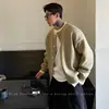 Chaqueta cárdigan de punto falso de dos piezas empalmadas para hombre y mujer, nuevo estilo otoño e invierno, suéter casual retro holgado con botones