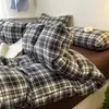Juego de Cama de Algodón Puro Sin Estampar Clase A, Juego de Cuatro Piezas, Funda de Edredón Lavada de Algodón Puro, Juego de Tres Piezas para Dormitorio de Estudiantes, Sábana y Funda de Edredón Engrosadas