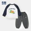 Conjunto Esportivo Masculino Outono Camiseta de Manga Longa e Calça de Moletom Conjunto de Duas Peças Roupas Infantis Roupa para Bebê Calça Longa Camada de Base