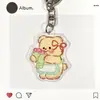 Llavero de Oso de Mantequilla de Dibujos Animados Llavero Acrílico Alto Valor Ins Colgante de Pareja Mochila Escolar Colgante para Mejor Amiga