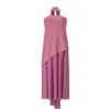 Moda Femenina Transfronteriza Europea y Americana Nueva Verano 2025 Elegante Moda Top Tubo Vestido de Malla con Patchwork W091 2573