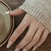 Anillo Fino de Plata de Ley S999 con Círculo Abierto y Flor para Mujer Moda Estilo Coreano Simple Ins Anillo Sencillo de Plata para Dedo Índice Versátil