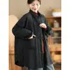 Abrigo de Algodón Engrosado de Cáñamo Lavado Vintage para Mujer con Bolsillos Grandes, Chaqueta Acolchada Acolchada de Longitud Media, Chaqueta Cálida Acolchada de Algodón para Invierno