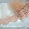 Encaje bordado ancho de 12 cm, rosa anaranjado, malla de bordado de algodón, escote, dobladillo, accesorios decorativos para ropa