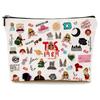 Bolsa Cosmética Explosiva Transfronteriza con Estampado Doble Cara Patrón de Letras Bolsa con Cremallera Bolsa de Muestra de Lino Bolsa de Almacenamiento Impermeable en stock