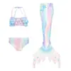 Traje de Baño de Sirena para Niña Seleccionado Cuidadosamente Conjunto de Tres Piezas Traje de Baño con Cola de Sirena Secado Rápido Alta Elasticidad Superventas Transfronterizo